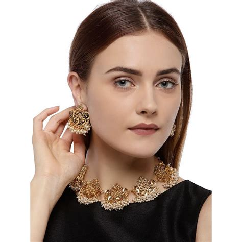 Buy Zaveri Pearls Gold Tone Cut Work Traditional Pearl Necklace ...