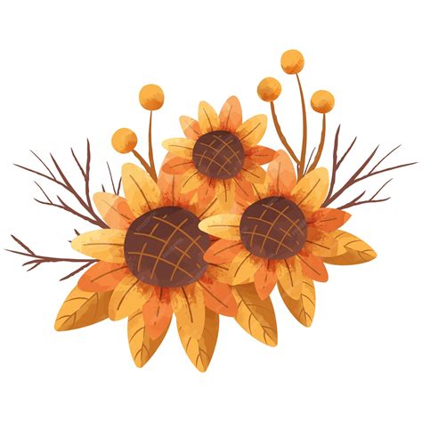 Premium Vector | Rustic orange autumn fall flower illustrations ...