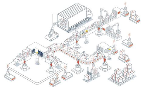 Automated warehouse robots and smart warehouse technology concept with ...