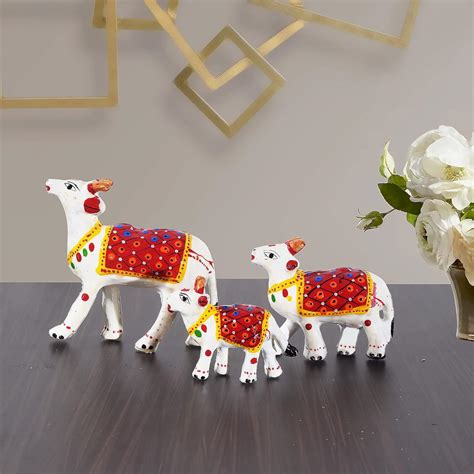 Buy Monk wish Paper Mache Handcrafted Cow Showpiece for Enhance Home ...