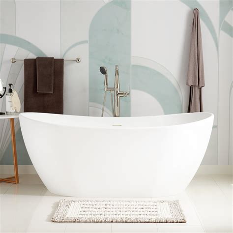 71" Winifred Solid Surface Tub - Integral Overflow & White Drain ...
