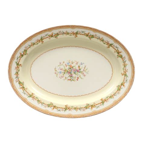 Pink Rose Ceramic Serving Platter For Sale at 1stDibs