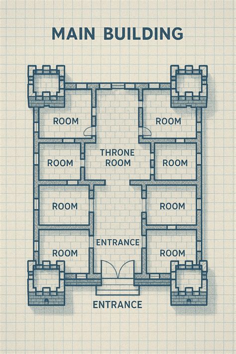 Minecraft building plan for a castle, palace, or main building ...