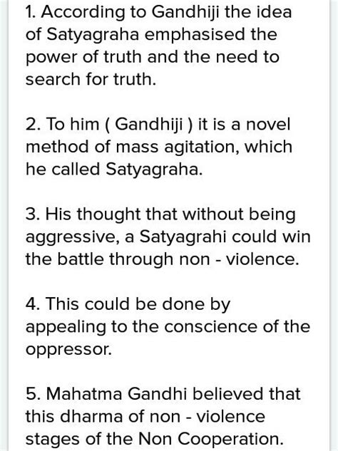 some points on Gandhi's idea of satyagraha - Brainly.in