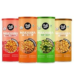 Puffnuts COMBO of 4 Roasted and Flavoured Makhana | Healthy Snack ...