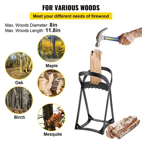 VEVOR Log Splitter For 10"W Wood Firelog Steel Firewood Kindling ...