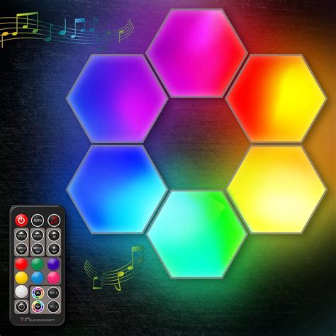 Lumoonosity LED Hexagon Lights - Dream Color Hexagon LED Light with RF ...