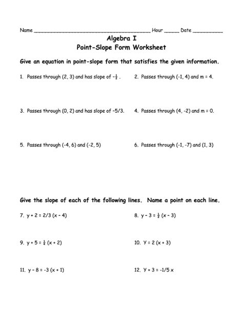 Image result for Point-Slope Equations Worksheet