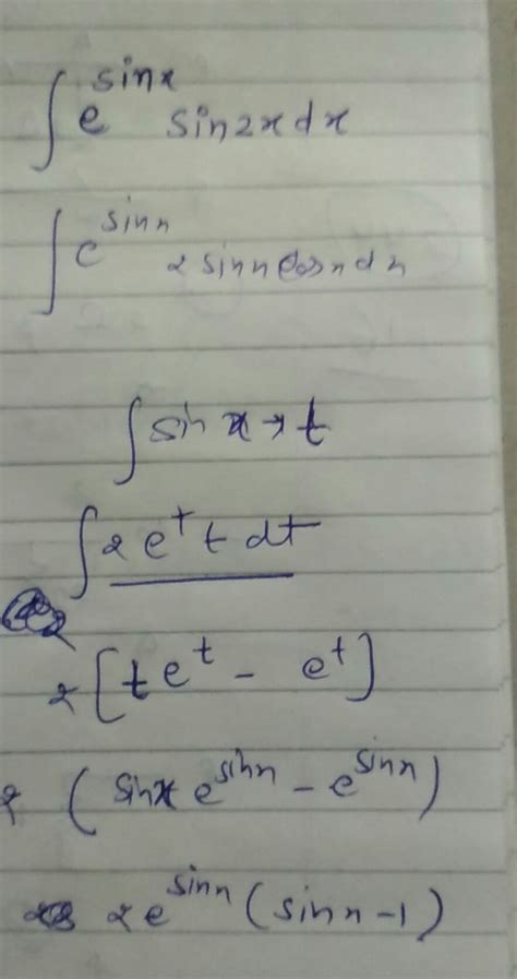 e^sinx sin2xdx integral - Brainly.in