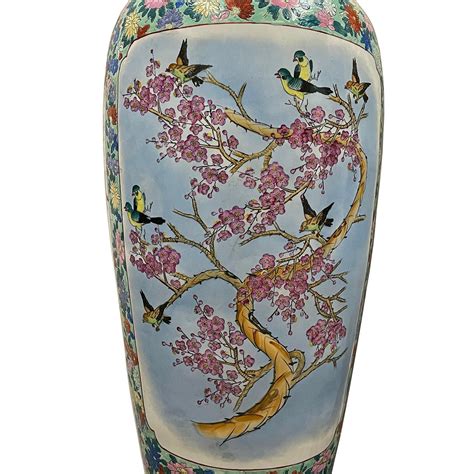 Pair of Vintage Chinese Famille Rose Porcelain Floor Vases at 1stDibs ...