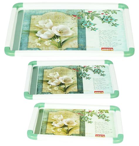 Aristo Plastic Trays, 3-Piece, Service for 3, Green : Amazon.in: Home ...