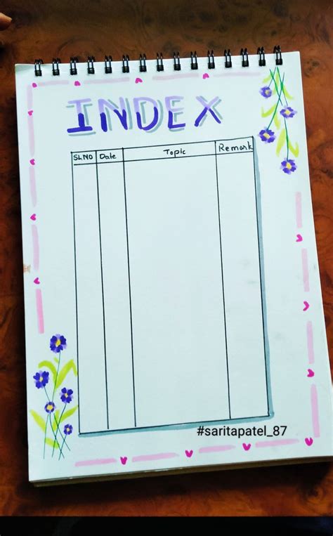 Image result for Index Page Design for Project File