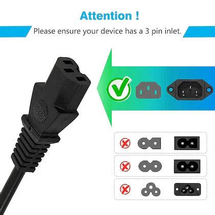 240V AC Power Cord 3-Pin Indian Plug to IEC C-13 Female Cable