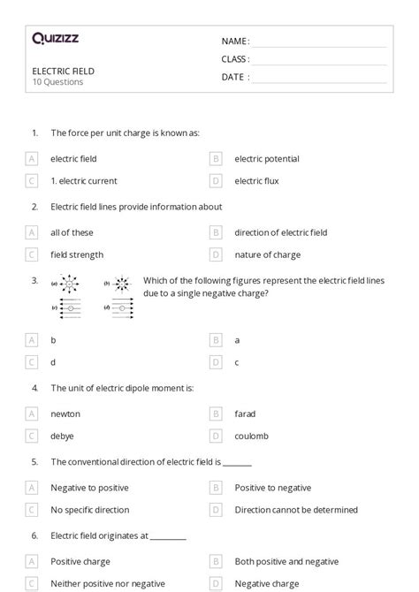 50+ electric charge field and potential worksheets for 12th Class on ...