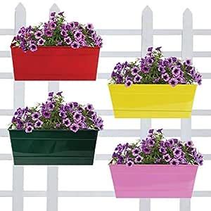 TrustBasket Rectangular Railing Planters (Red, Yellow, Green, Magenta ...