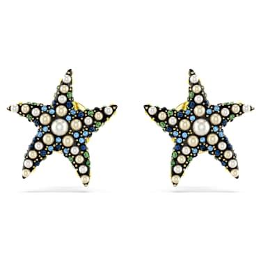 Idyllia stud earrings, Crystal pearl, Starfish, Small, Multicolored ...