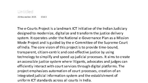 E-Courts Project: Transforming India's Judicial System (ICT) - Studocu