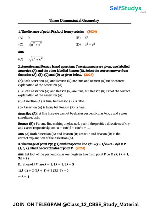 Three Dimensional Geometry 12 pyq - Three Dimensional Geometry The ...