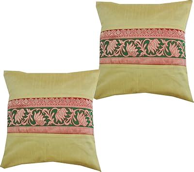 Buy PINK PARROT Dupion Silk 150TC Cushion Cover, 16x16 Inch ...