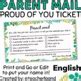 Proud of You Ticket Parent Mail Letter Tropical Leaves Theme EDITABLE