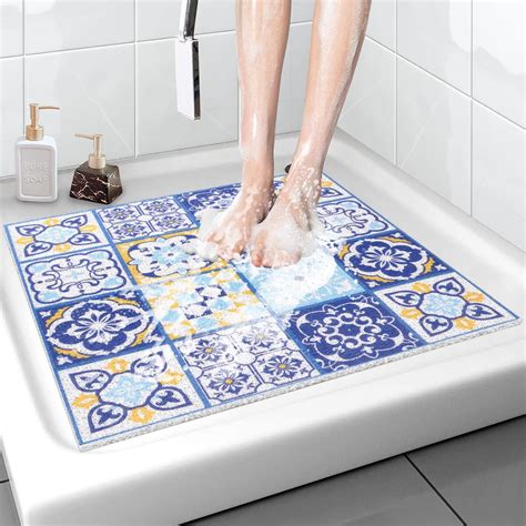 Amazon.com: HOMBYS Shower Mat with Drain Hole in Middle 32x32 in,PVC ...