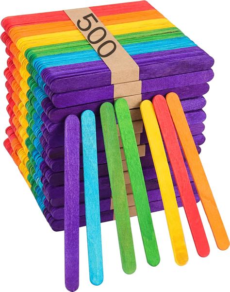 Colored Popsicle Sticks for Crafts - [100 Count] 6 Inch Jumbo Multi ...