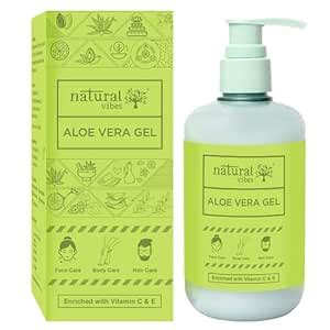Natural Vibes Aloe Vera Gel | Vitamin C & E | Hydrate, Glow, Brighten ...