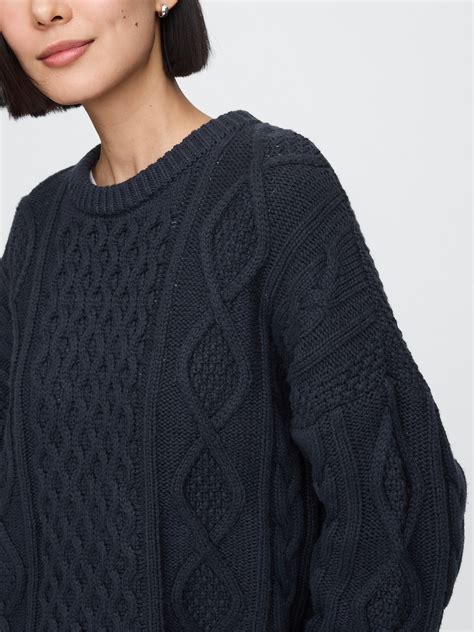 Oversized Mixed Cable-Knit Sweater | Gap