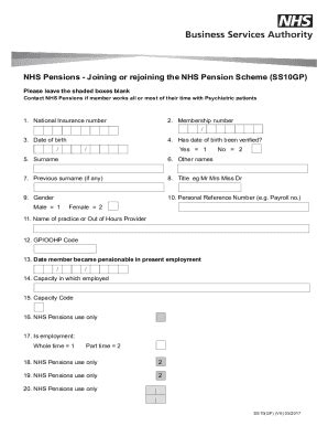 Fillable Online Nhs Pension Rejoin Form - Fill and Sign Printable ...