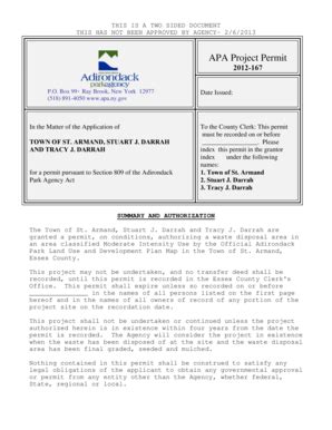 Fillable Online apa ny P2012-167- Town of St. Armand/Stuart and Tracy ...