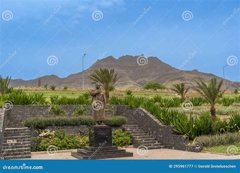 Stature of Cesaria Evora at the International Airport of Sao Vicente in ...
