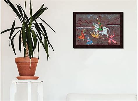 Tamatina Framed Canvas Painting - Mughal King On Hunting - Living Room ...