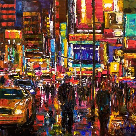Debra Hurd Original Paintings AND Jazz Art: Cityscape New York City Times Square abstract urban ...