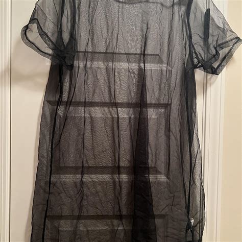 Sheer black beach cover up. Runs a bit small, never... - Depop