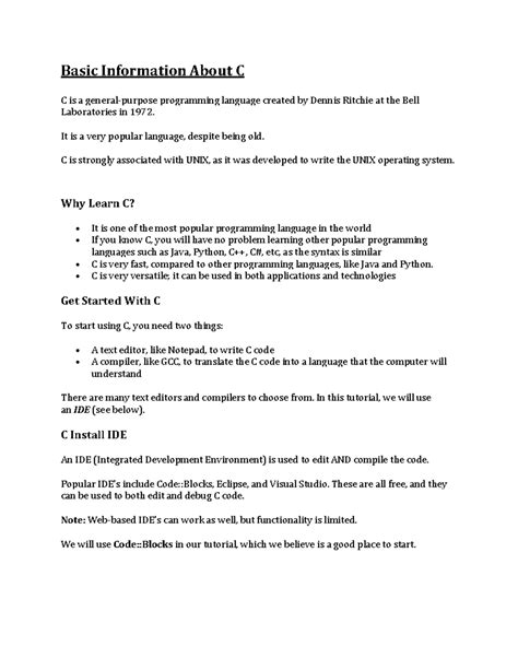 Image result for Basic Information About C Programming Language