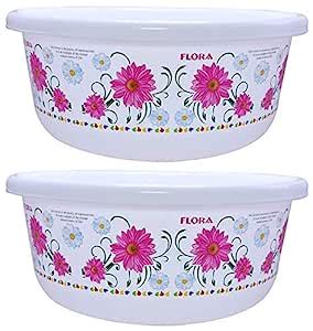 Kuber Industries Floral Print 2 Pieces Unbreakable Plastic Multipurpose ...