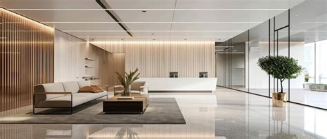 Elegant office lobby minimalist design comfortable seating | Premium AI ...