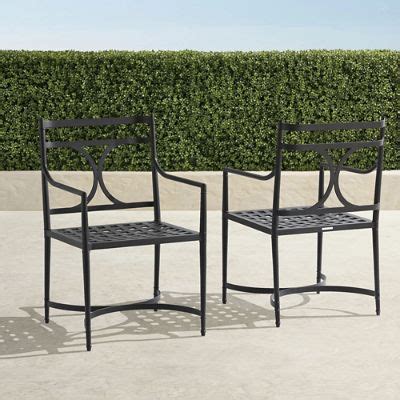 Angelina Jet Black Aluminum Dining Arm Chairs, Neoclassical Design, Set ...