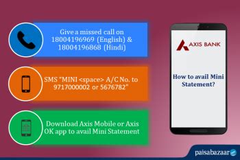 Axis Bank Mini Statement by Missed Call, SMS, ATM, Passbook