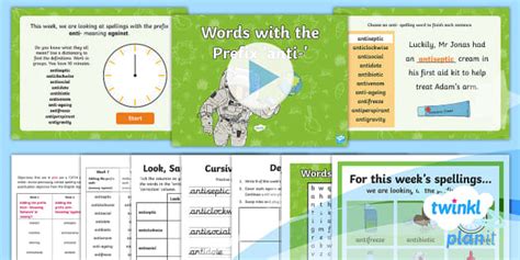 Spelling Y4 Term 3A W2: 'anti' Words Prefix Spelling Pack