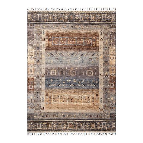 Hand Knotted Bohemian Tribal Wool Ivory Area Rug - 3' 4" x 4' 9 ...