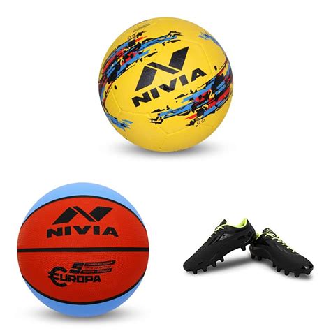 Buy Nivia Storm Football - Size 5 (Yellow), Rubber & 1229BK Airstrike ...