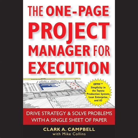 The One-Page Project Manager for Execution: Drive Strategy and Solve ...