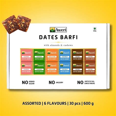 Dates Barfi Assorted Box for daily use & gifting | 6 Flavours | Dates ...