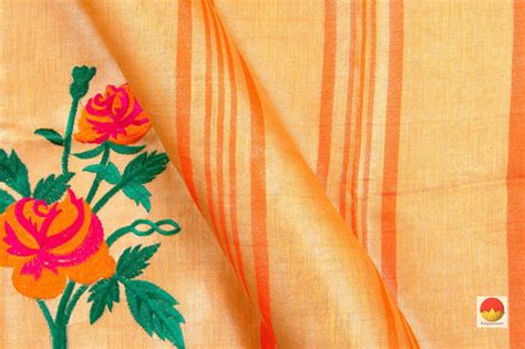 Linen Sarees With Silver Zari Border – Panjavarnam