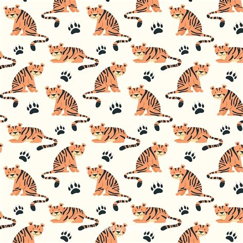 Hand drawn tiger pattern background | Free Vector