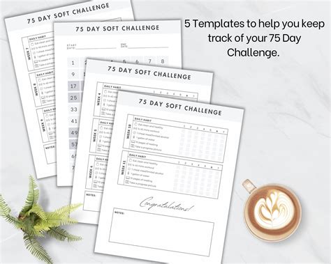 75 Soft Day Challenge Template INSTANT DOWNLOAD Habit Tracker Editable Canva Template Weight ...