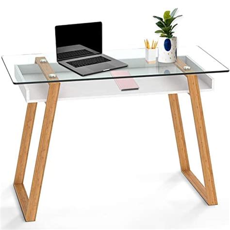 Buy bonVIVO Massimo Modern Glass Desk - 43 Inch, Small Computer Desk ...