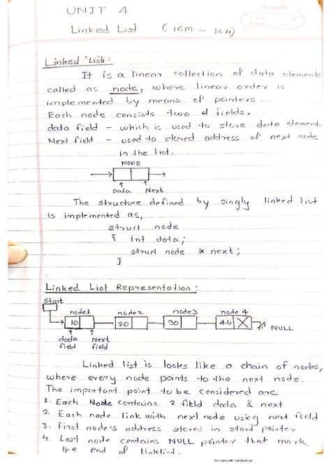 DSU Unit 4 Linked list-notes - computer engg - Studocu