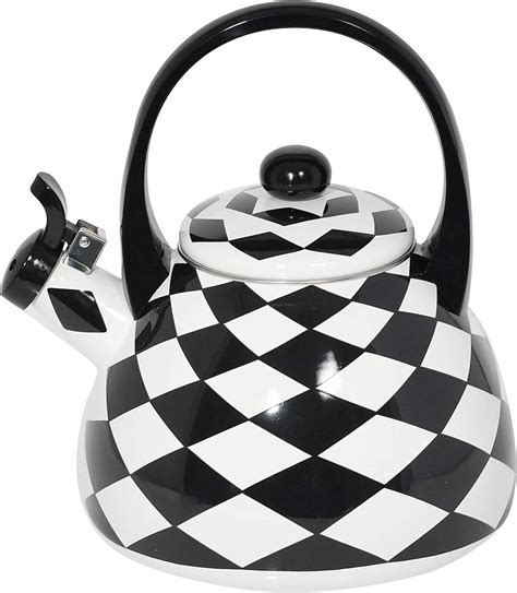 HOME-X Black Checkered Whistling Tea Kettle, Cute Animal Teapot ...